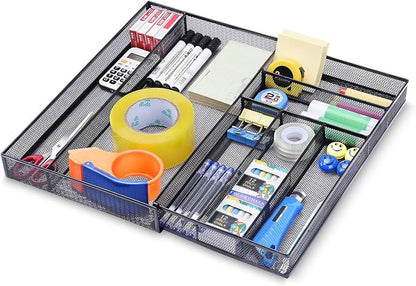 WuGeShop Expandable Office Desk Organizer, 7 compartments Mesh Desk Drawer by WuGeShop