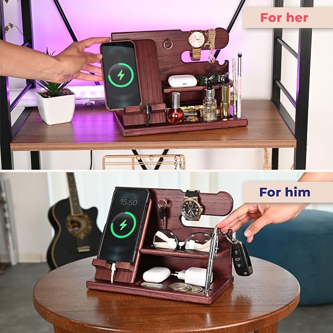 TESLYAR Wood Phone Docking Station - Image 3