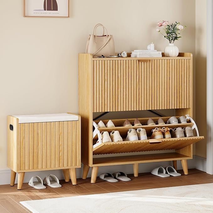 Pipleo Fluted Shoe Cabinet by PIPLEO