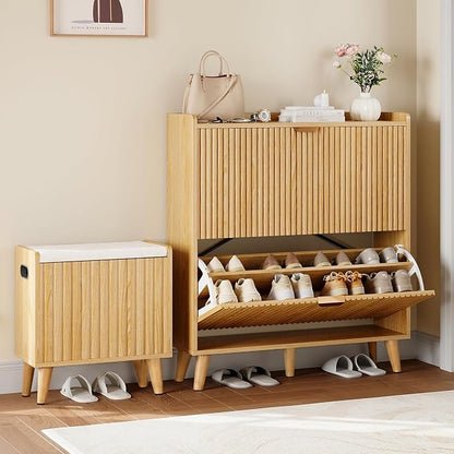 Pipleo Fluted Shoe Cabinet by PIPLEO