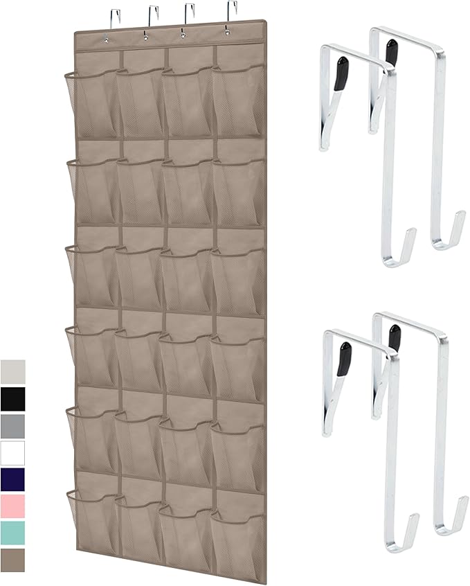 GORILLA GRIP Over the Door Shoe Organizer, 24 Large Breathable Mesh Pockets by GorillaGrip