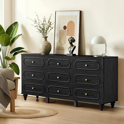9 Drawer Fluted Dresser for Bedroom, Mid Century Modern Chest of Drawers - Image 7