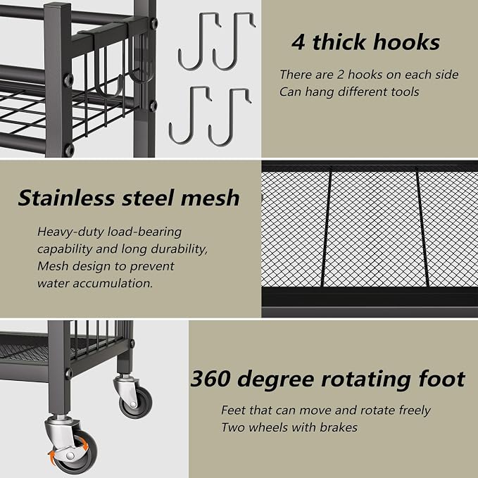 Garden Tool Organizer with Wheels - Image 3