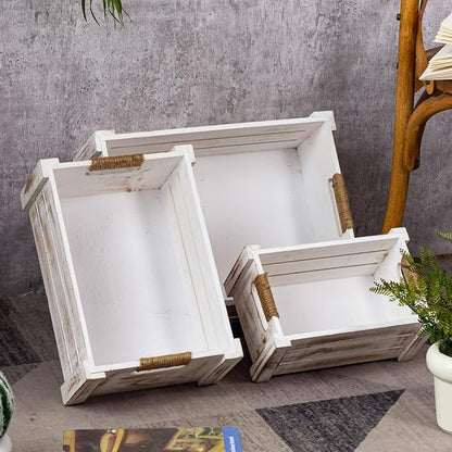 TIMRIS Set of 3 Rustic Wood Nesting Crates, Farmhouse Wooden Storage Container - Image 9