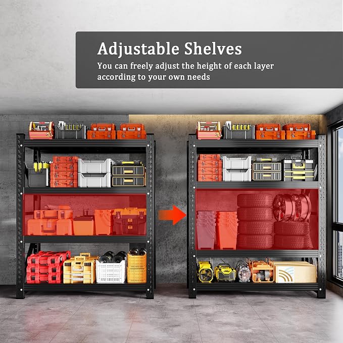 4000LBS Garage Shelving 48" W Garage Shelving Heavy Duty 4-Tier Metal Storage - Image 5