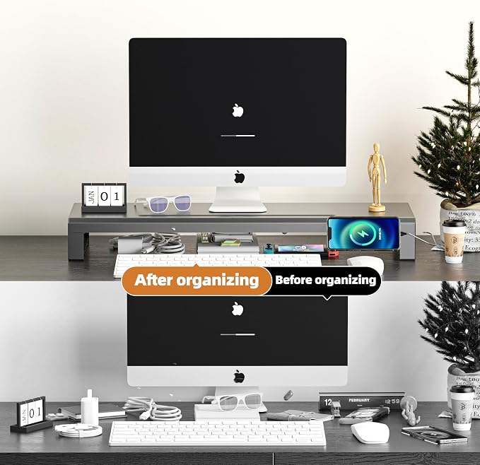Computer monitor stand Laptop Desk Shelf & Monitor Riser ，27.55 inches - Image 6