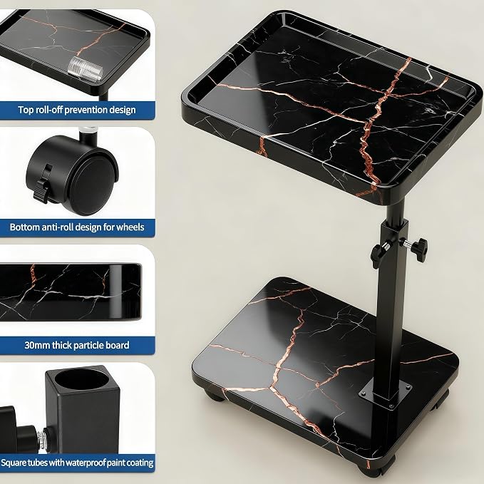 C Table End Table Adjustable Height, 360°Swivel TV Tray Table - Image 7