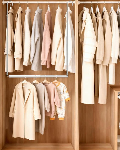 Hanging Closet Rod, Adjustable Height & Width Closet Rods - Image 2