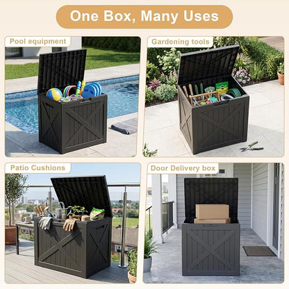 32 Gallon Resin Deck Box Outdoor, Waterproof Lockable Delivery Storage Box - Image 4