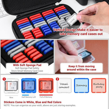 EVA PU Memory Card Case with 48PCS Clear Plastic Memory Card Holder - Image 3