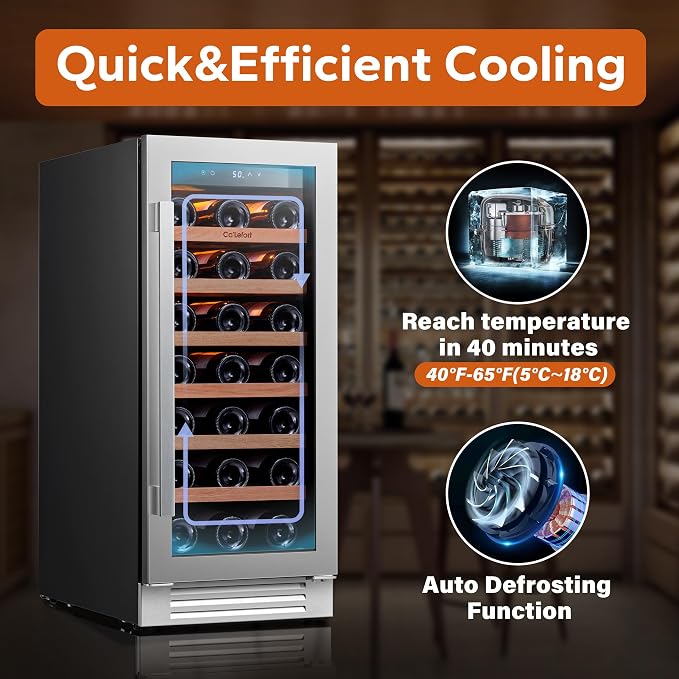Ca'Lefort 15 Inch Wine Fridge, 33 Bottle Wine Cooler Refrigerator, 40-65°F Wine - Image 6