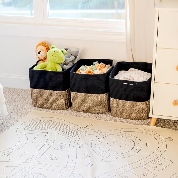 NaturalCozy 13x15x13 Kallax Storage Cubes Bins, 3 Pack | Cotton Rope Cube - Image 9