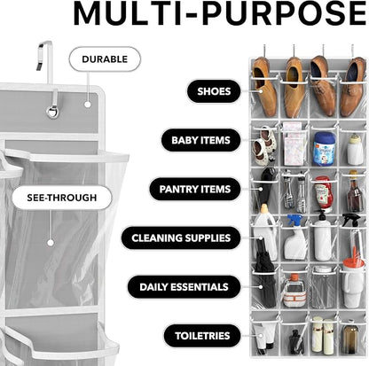 Simple Houseware 24 Pockets Large Clear Pockets Over The Door Hanging Shoe - Image 4