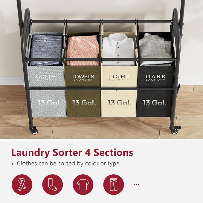 Tajsoon Laundry Sorter Cart - Image 4