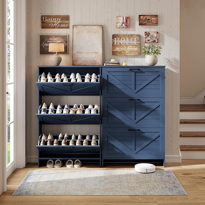 Nicetree Shoe Cabinet for Entryway, 3 Flip Drawers Shoe Storage Cabinet - Image 8