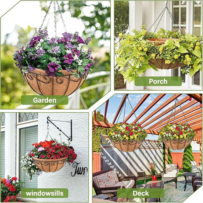 3 Pack 12 Inch Metal Hanging Baskets - Image 7