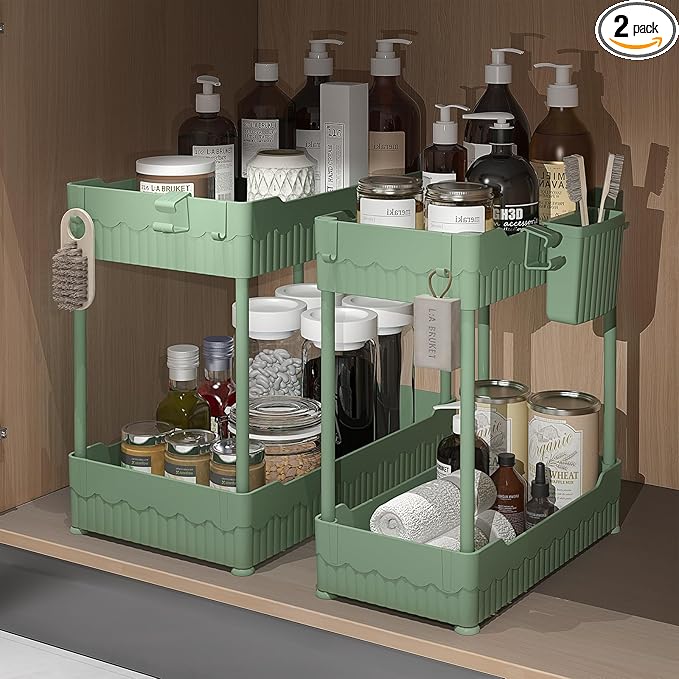 Sevenblue 2 Pack Under Sink Organizer, Under Bathroom Cabinet Organizer by Sevenblue