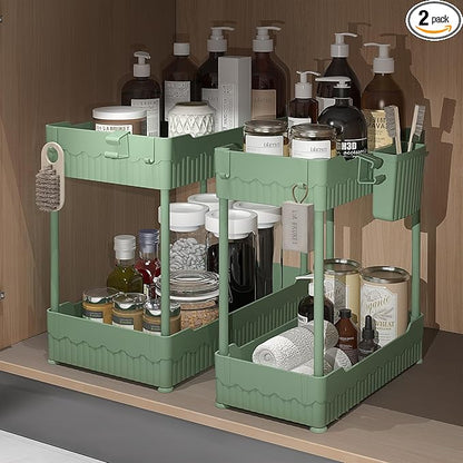 Sevenblue 2 Pack Under Sink Organizer, Under Bathroom Cabinet Organizer by Sevenblue