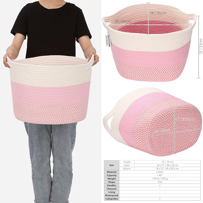Sea Team Oval Large Cotton Rope Woven Storage Basket - Image 7