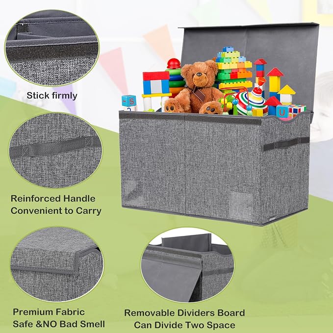 YOLOXO Toy Box Chest, Collapsible Sturdy Storage Bins - Image 3