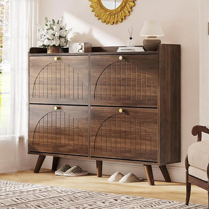 Decofy 47.2” Shoe Cabinet with 4 flip-Down Drawers, Three Adjustable Levels - Image 8