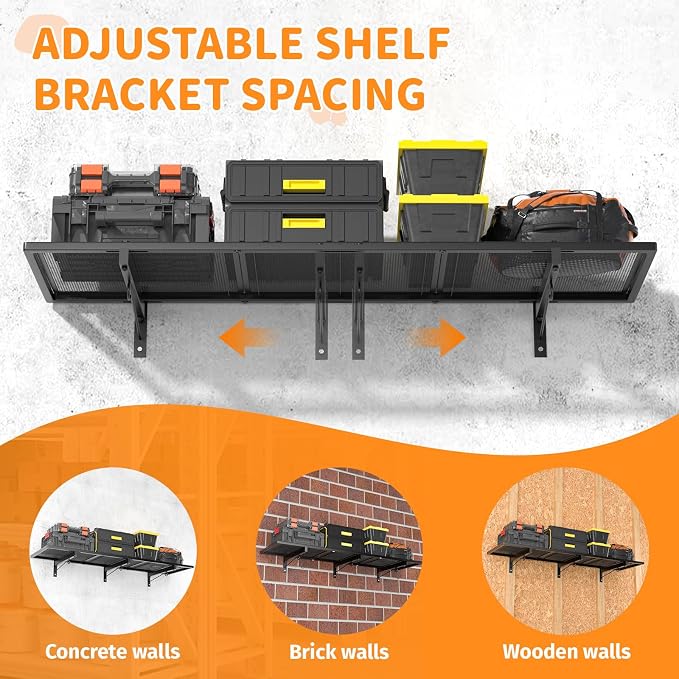 2 Pack Garage Wall Shelving, 1x3.85ft Heavy Duty Garage Shelving Wall Mounted - Image 4