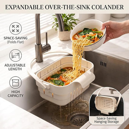 Foldable Hanging Kitchen Sink Drain Basket, Collapsible Space Saving Colander - Image 2