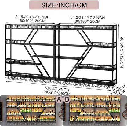 79in Metal Wine Rack Wall Mounted, Modern Wine Storage Rack Wall Mounted - Image 2