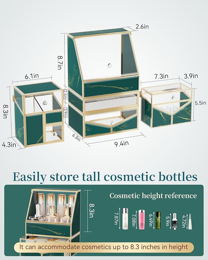 Extra Large Makeup Organizer, Glass Cosmetic Storage - Image 6