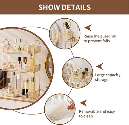 3 Tier Bathroom Organizer Countertop Makeup Perfume Tray Skincare Organizer - Image 5