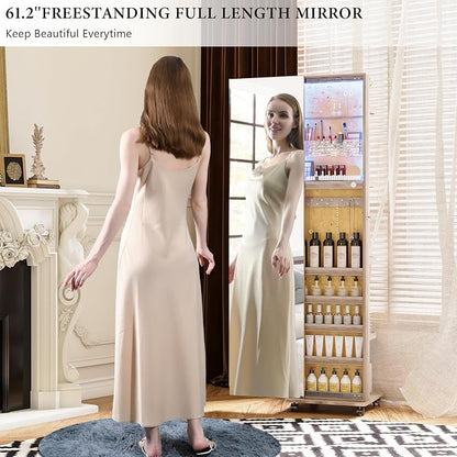 HNEBC 360° Rotating LED Jewelry Armoire, Full Length Mirror - Image 2