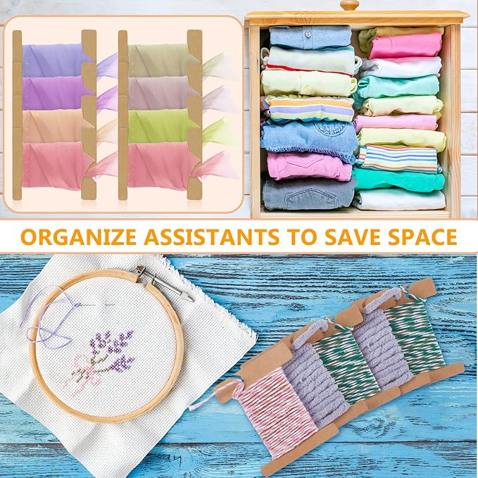 Gueevin 300 Pcs Ribbon Organizer Set Cardboard Ribbon Spools Embroidery Floss - Image 4