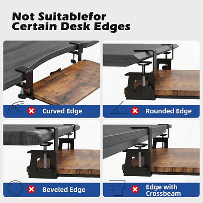 Mahogany Keyboard Tray Under Desk Clamp, Large Slide-Out Keyboard and Mouse Tray - Image 3