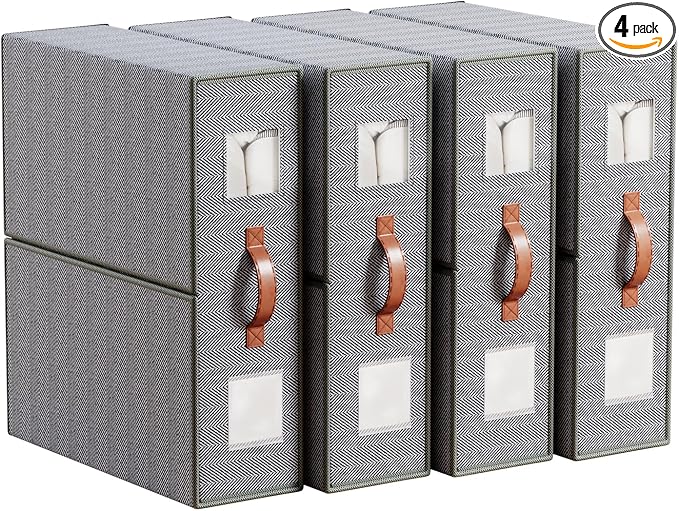 4 Pack Bed Sheet Storage Organizers- Premium Fabric Closet Organizer by EASIERLIFEENJOYWORLDBEAUTY