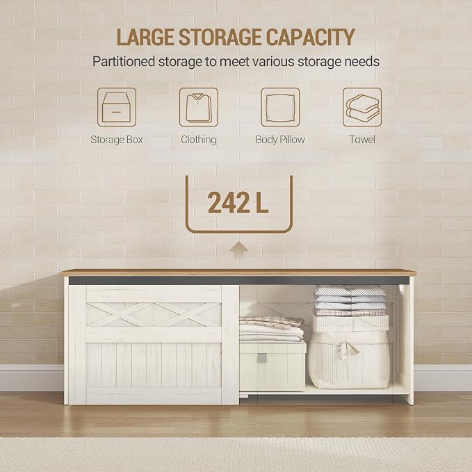 Hzuaneri 47" Storage Bench, Lift Top, 210L/55 Gal Large Storage Chest | | 330lb - Image 5