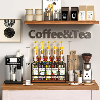 THYGIFTREE Coffee Syrup Rack Organizer 2-Tier 10 Syrup Bottles Holder Stand - Image 3