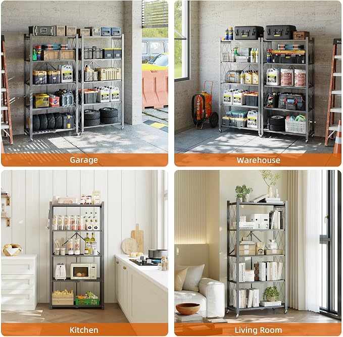 Fenbeli Foldable Shelves with Wheels - Image 8