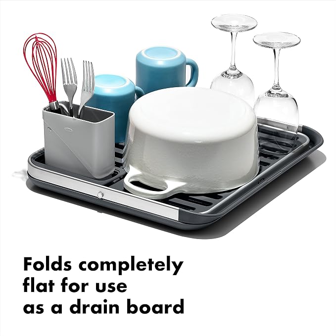 OXO Good Grips Aluminum Fold Flat Dish Drying Rack, - Image 2