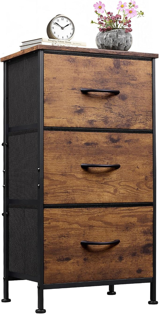 WLIVE Small Dresser Nightstand for Bedroom, 3 Drawers, Rustic Brown | 3 roomy by WLIVE