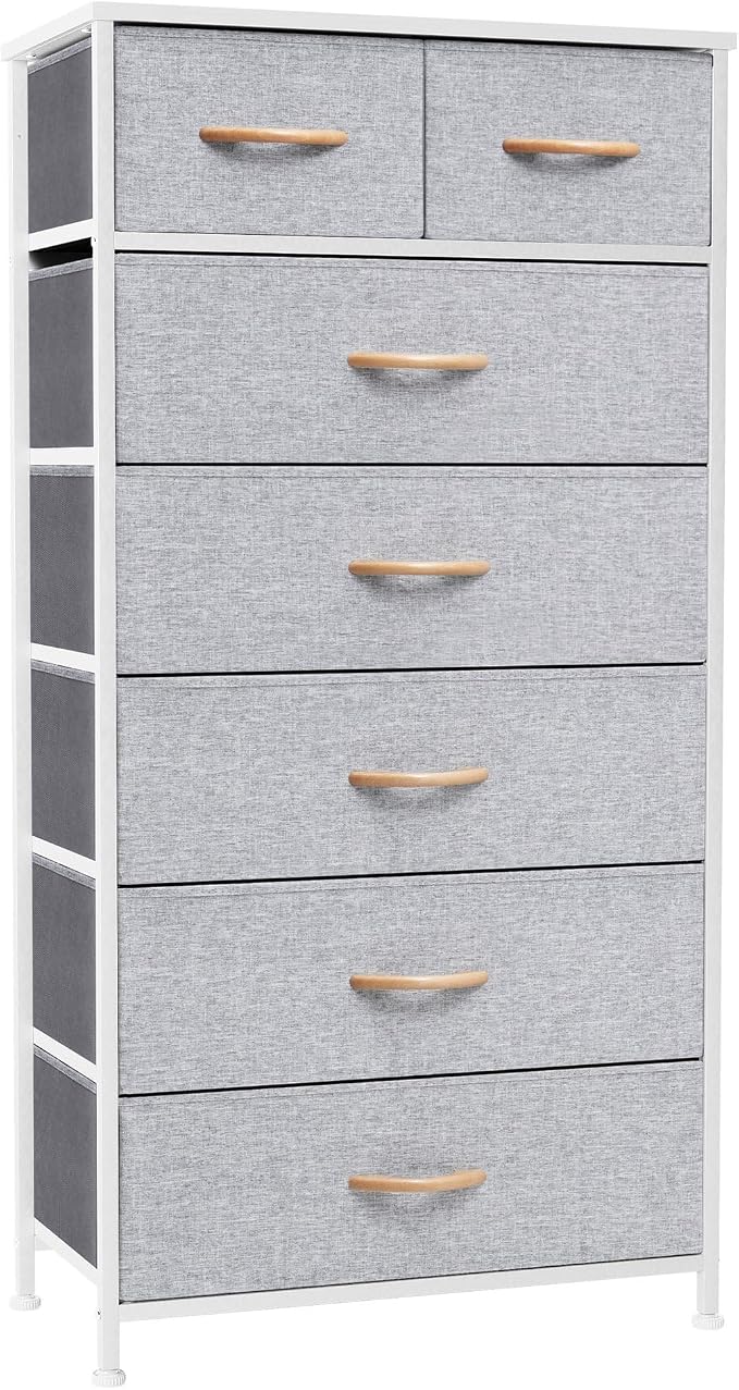 Fabric Dresser with 7 Drawers, Vertical Storage Tower | Sturdy Steel Frame by CrestliveProducts