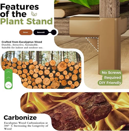 Bamworld Plant Stand Indoor Outdoor Corner Plant Shelf 54.7" Tall Plant Table - Image 4