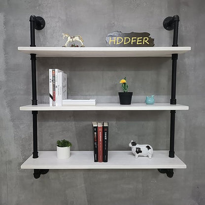 HDDFER Industrial Pipe Shelving Rustic White Pipe Wall Shelves Bathroom Shelves by industrialpipeshelving