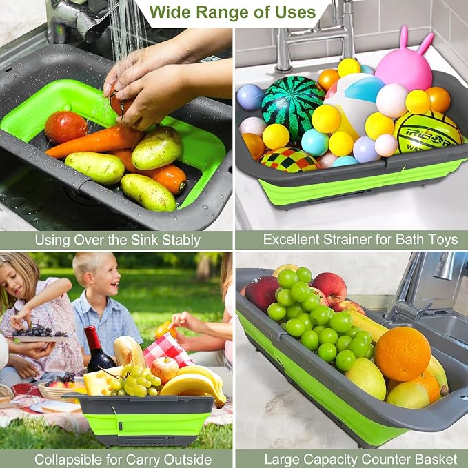 ROTTOGOON 7Qt Collapsible Colander Strainer, Expandable Over the Sink Colander - Image 3