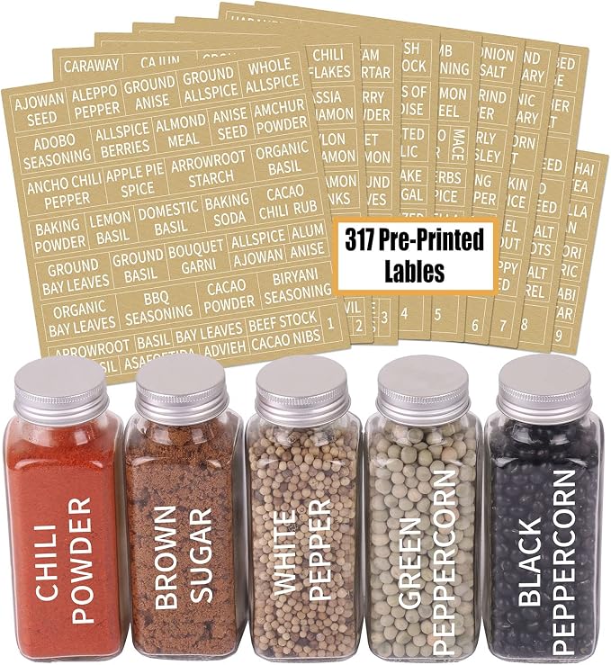 SWOMMOLY 25 Glass Spice Jars 8 oz Empty Spice Bottles - Image 2