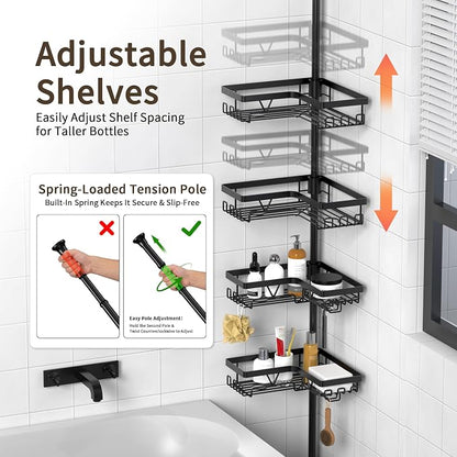KEGII Corner Shower Caddy Tension Pole, Large Capacity Bathroom Organizer | 28 - Image 2