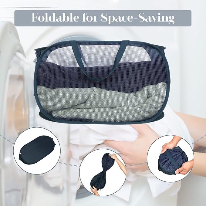 4 Pack Durable Collapsible Laundry Baskets, Mesh Foldable Laundry Basket - Image 6
