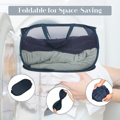 Durable Collapsible Laundry Baskets, Mesh Pop Up Laundry Hamper - Image 6