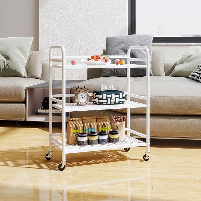 HDANI 3 Tier Metal Rolling Heavy Cart Supports 40 Lbs Per Tier, Mesh Rolling - Image 6