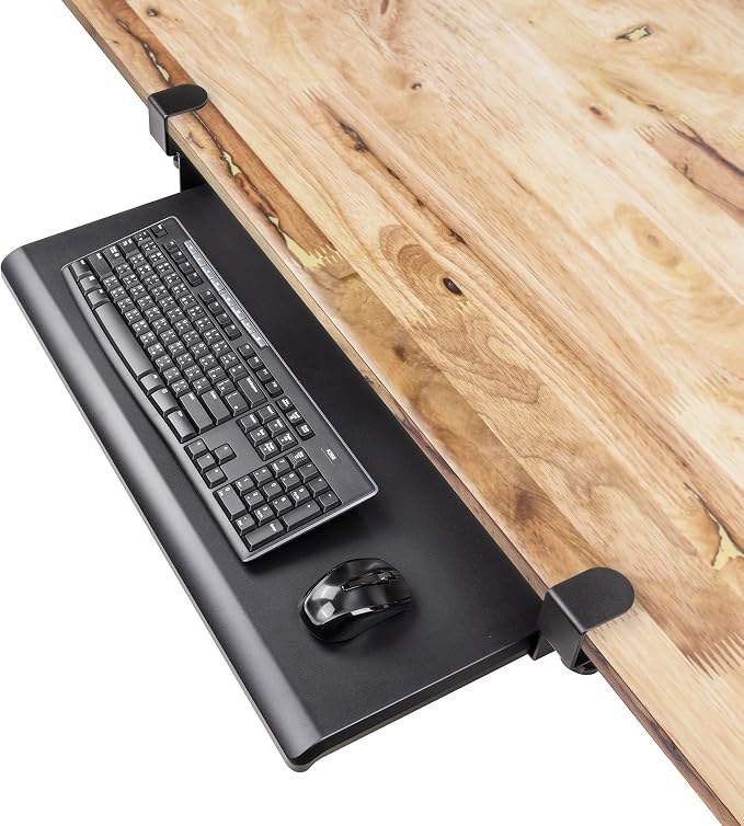 EHO Under Desk Keyboard Tray, Large 27.5" x 12.2" Slide-Out Clamp-On Drawer by EHOPrime