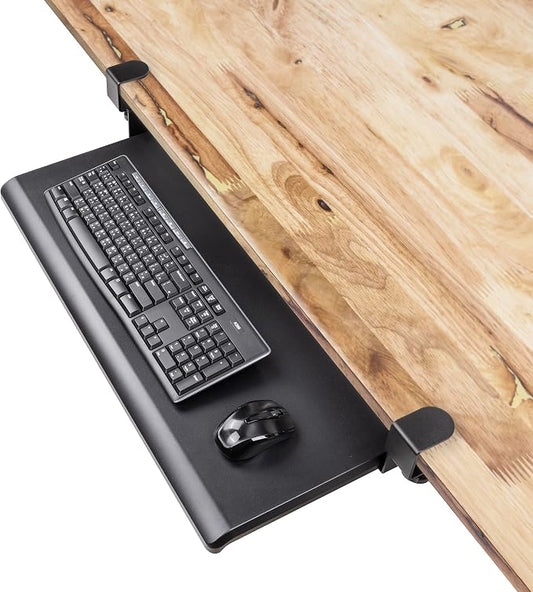 EHO Under Desk Keyboard Tray, Large 27.5" x 12.2" Slide-Out Clamp-On Drawer by EHOPrime